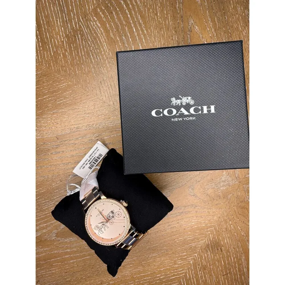 Coach Rose Gold Crystal Bezel Watch | New With Box | Luxury Gift - Picture 2 of 5